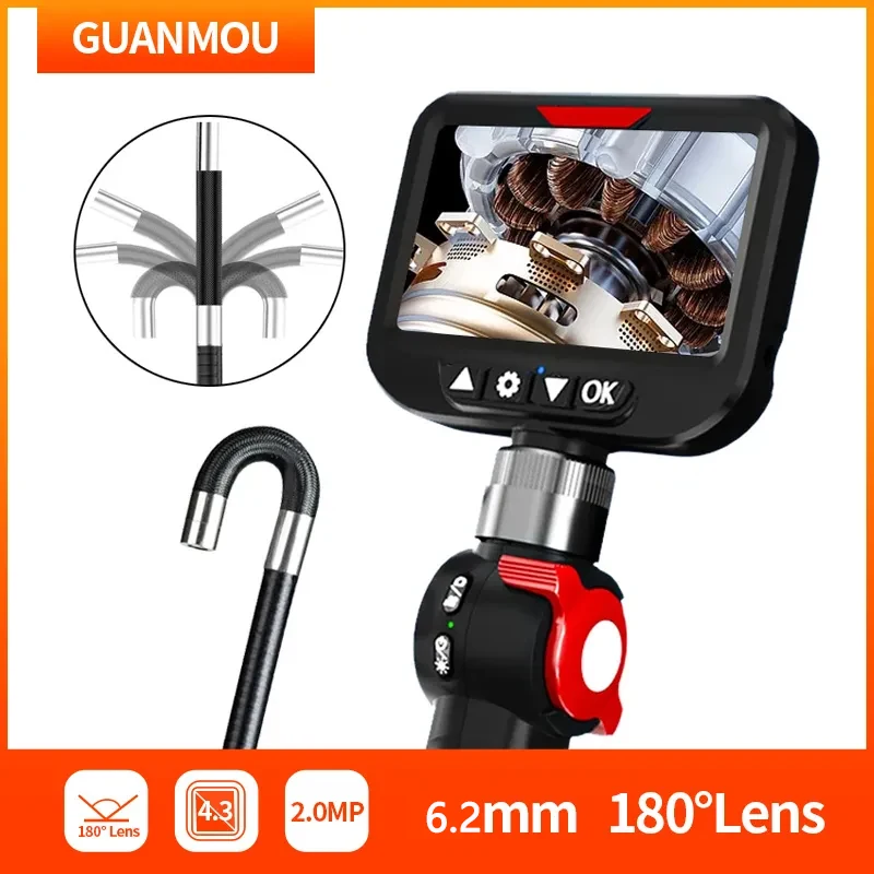 

Industrial Endoscope Camera 360 Degree Rotation 4.3 inch Display HD 1080P Inspection Borescope Waterproof for Car Engine Vehicle