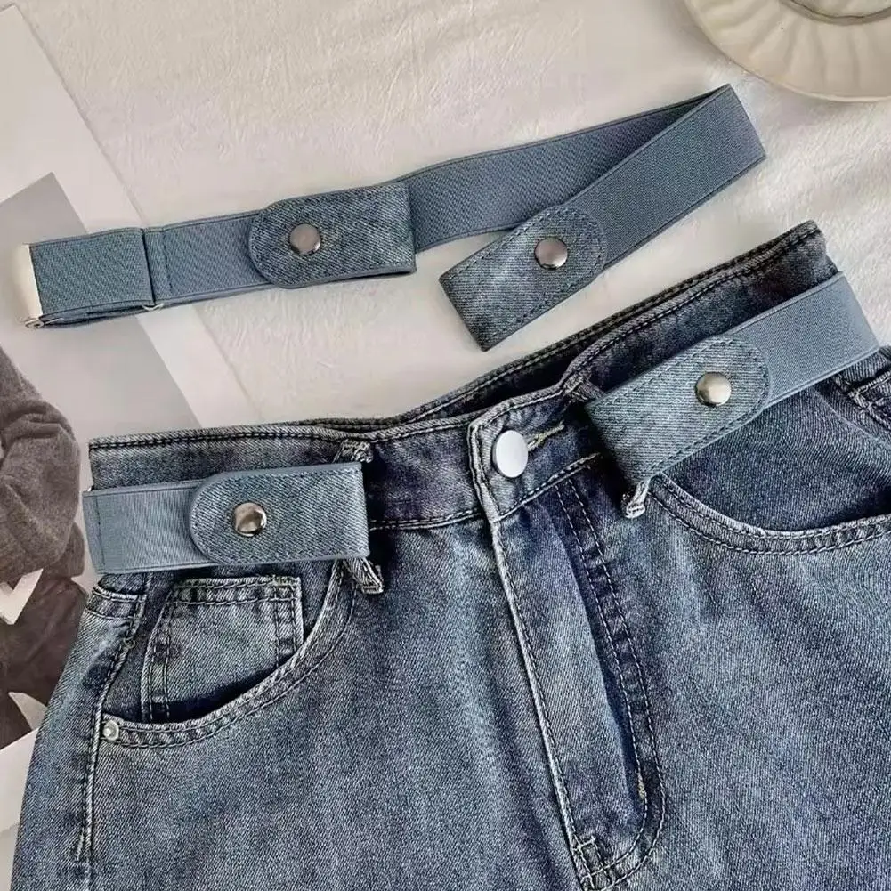 

Эластичный пояс, невидимый бесшовный ремень для женщин и мужчин, повседневная пряжка, декоративный ремень в корейском стиле Ins C8f4