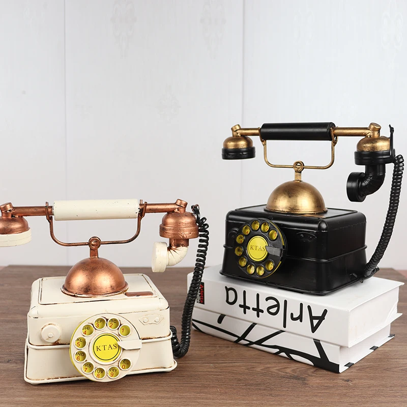 

Vintage telephone model window bookcase nostalgic collection display photography props creative gifts