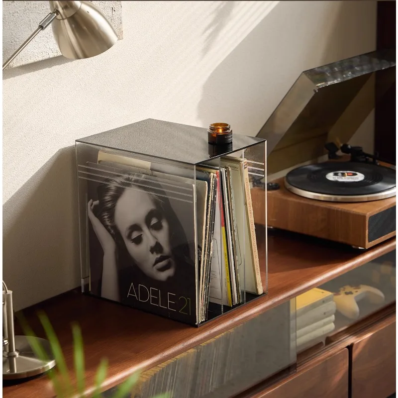 Hi Hi, vinyl record storage rack, acrylic album CD disc, transparent storage box, bedroom, living room display rack.