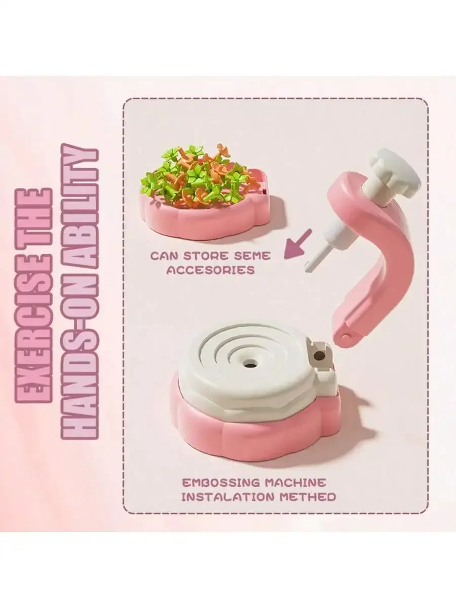Kids Flower Craft Kit, Flower Press Machine Art Toy, DIY Bouquet Making Set, Parent-Child Interactive Craft Gift for Girls