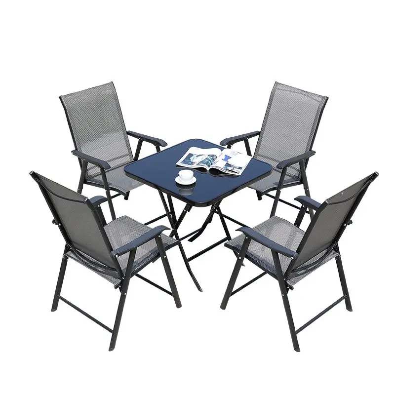 

Portable Folding Outdoor Patio Set - Wrought Iron Garden Table and Chairs for Balcony and Leisure Outdoor Patio Furniture