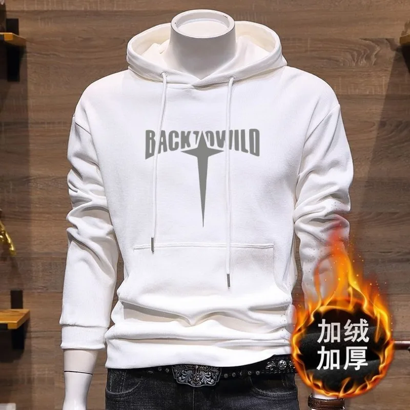 

Новый тяжелый мужской осенне-зимний бархатный утолщенный универсальный топ, тонкий повседневный свитшот с длинными рукавами