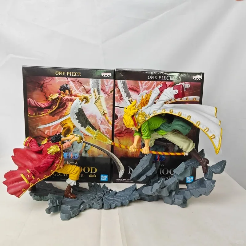 

Genuine One Piece Anime Figure White Beard Vs. Roger Scene Model Pvc Statue Desktop Decoration Collection Box Handmade Toy Gift