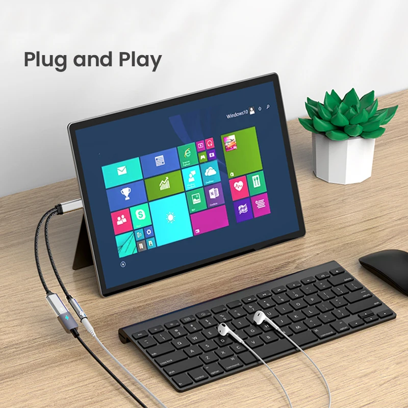 OTG 2 In 1 USB C Splitter to Dual Type USB C to 3.5mm Jack Audio Adapter PD 60W Fast Charger For iPhone 15 Series Huawei Xiaomi