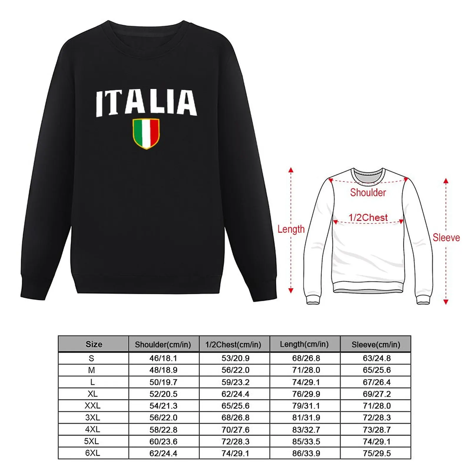 Italia Flag Emblem Sweatshirt japanese style new in hoodies & sweat-shirt