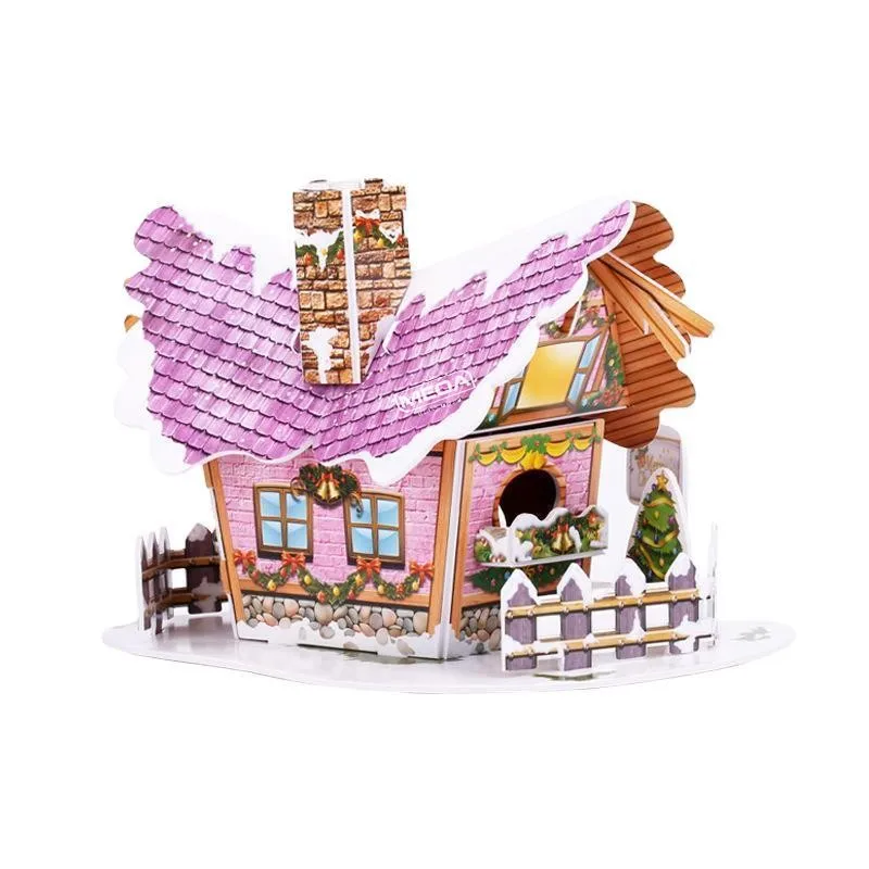 8 Style Christmas Castle Building 3D Puzzle Model X'max House Architecture Construction Jigsaw Puzzles Toys Kids Christmas Gift