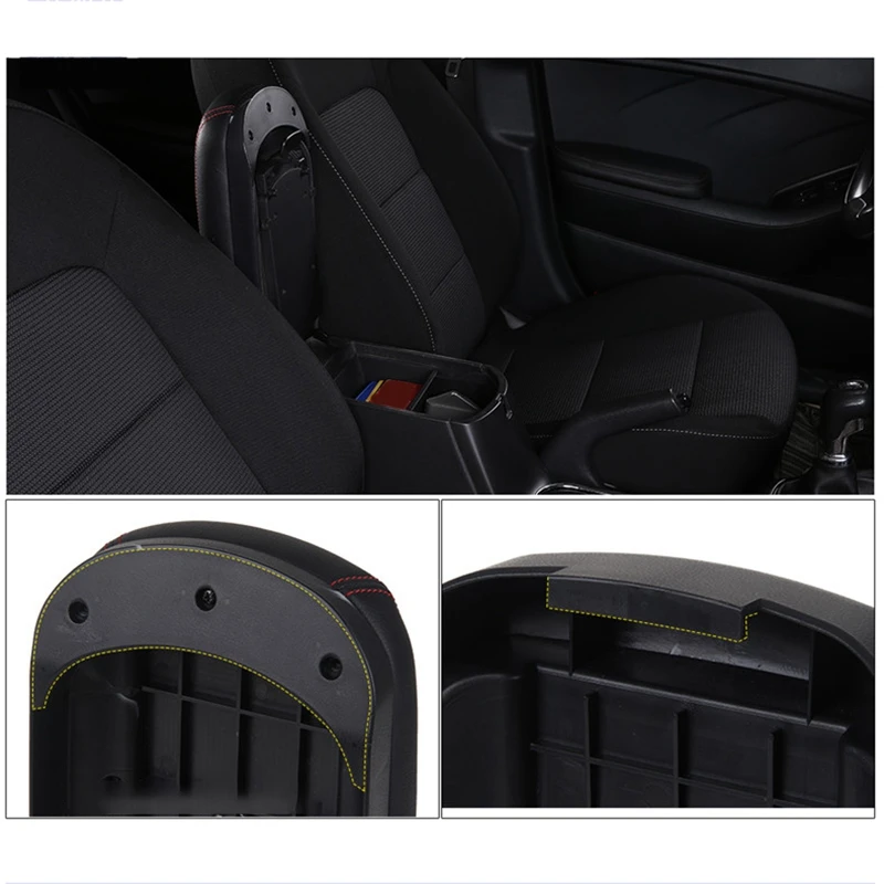 Caixa do braço do carro para Hyundai Creta IX25 2015-2020, Alongar Aumentar Decoração, Acessórios do carro, Linha preta
