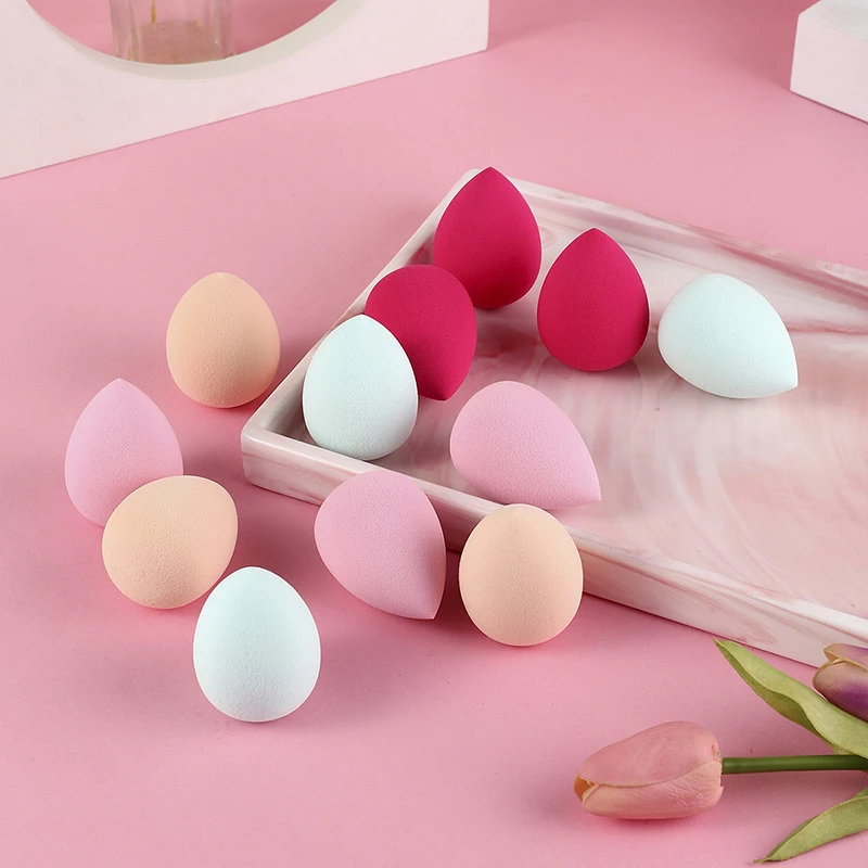 12 pieces of teardrop shape sponge puff beauty egg suitable for applying makeup beauty make-up tools, multiple colours stylish a