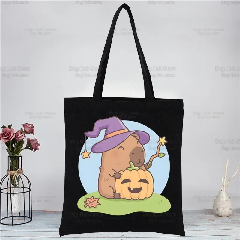 

Capybaras Canvas Tote Bag Casual Shoulder School Bags Reusable Women's Shopping Bag