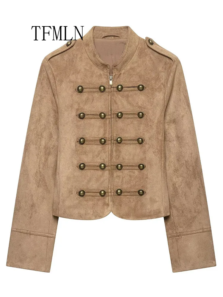 2026 Vintage Women Solid Zipper Jackets Autumn Winter Causal Rope Knot Long Sleeve Coats High Street Female Moto Outwear