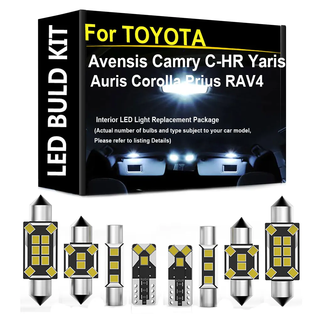 

Car Interior LED Light Kit For TOYOTA Avensis Camry C-HR Yaris Auris Corolla Prius RAV 4 1999 2002 20005 2008 2010 2021