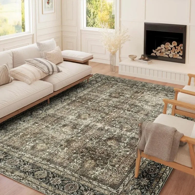 VIKAMA Vintage Persian Rug Non Slip Wabi Sabi Carpet Wear Resistant Living Room Bedroom Bedside Floor Mat Home Decor