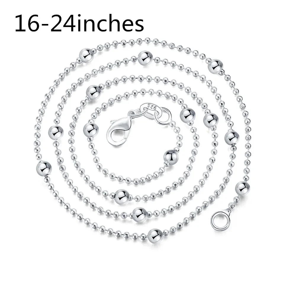 Korean fashion 925 sterling silver charms Round beads chain Necklace For Women 16-24 inch party wedding Jewelry accessories gift