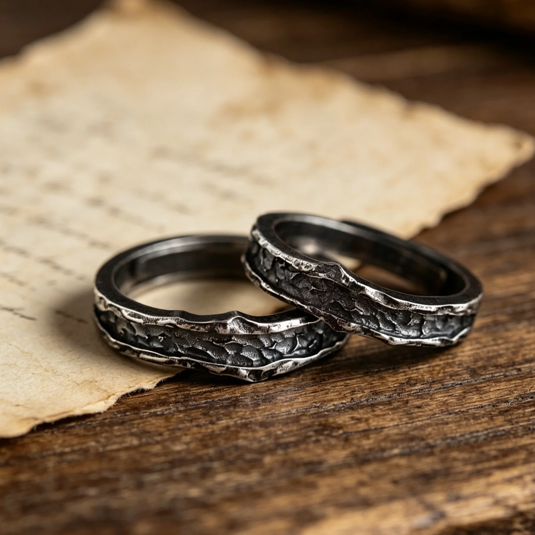 Handmade Retro Abyss Couple Rings Oxidized Black Silver Adjustable Open Band Rings For Men Women Gothic Simple Jewelry Gift