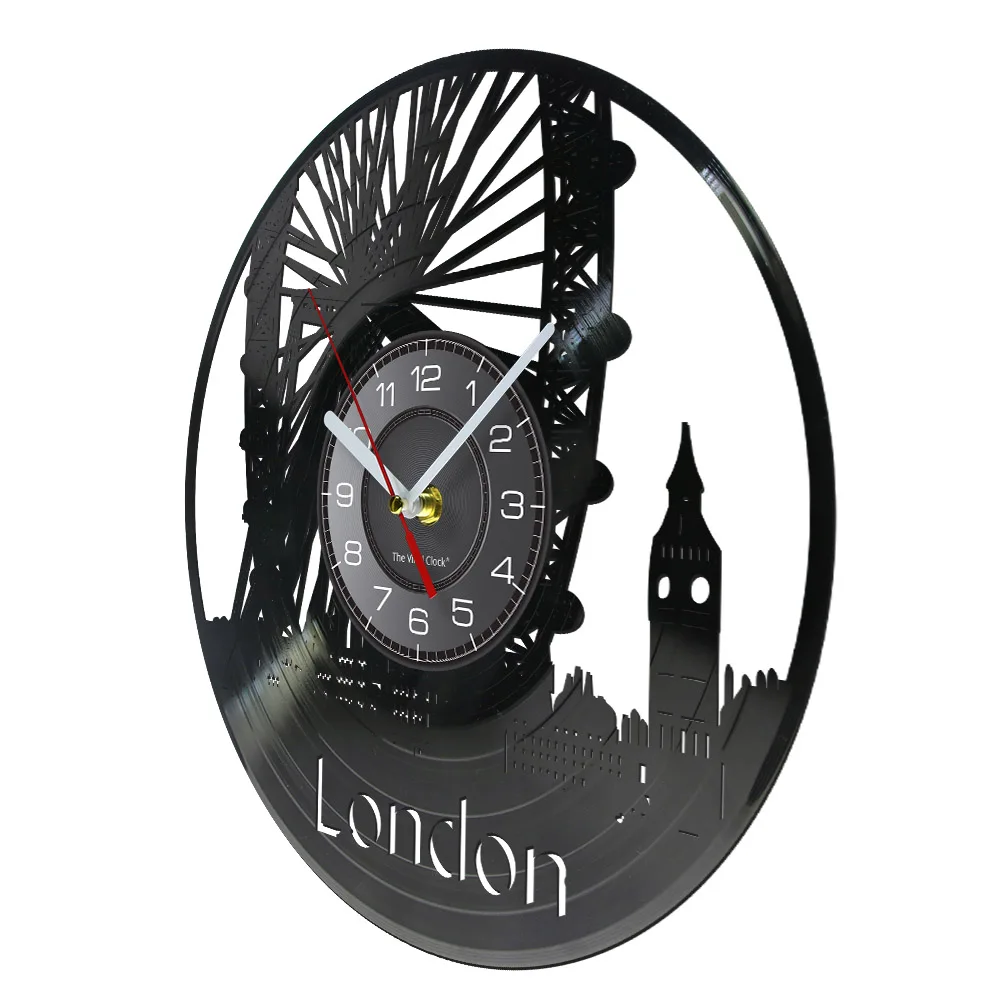London Ferris Wheel Wall Decor Wall Watch London Eye Vinyl Record Wall Clock England Big Ben Decorative Modern Clock London Gift view 3