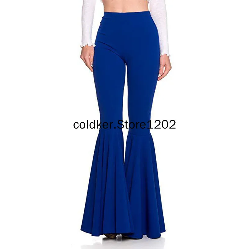 2023 Women\'s Fashion Bell-Bottoms Solid Color Trousers Mermaid High Waist Casual Fashion Pleated Flare Pants Daily Trendy S-XXXL