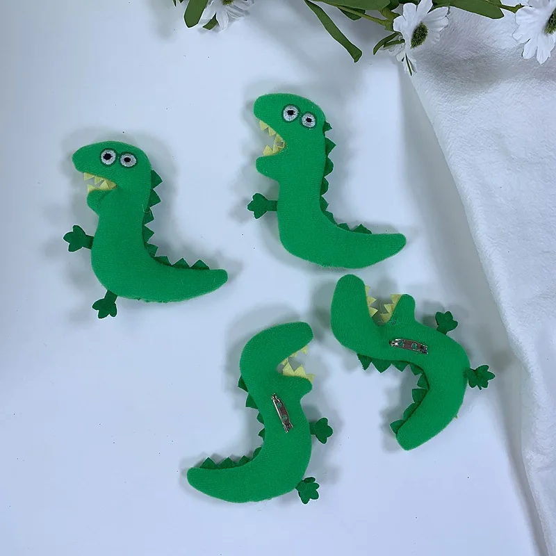 100 Pcs Cartoon Cute Dinosaur Three-dimensional Brooch Corsage Creative Plush Badge Pin Student Schoolbag Accessories