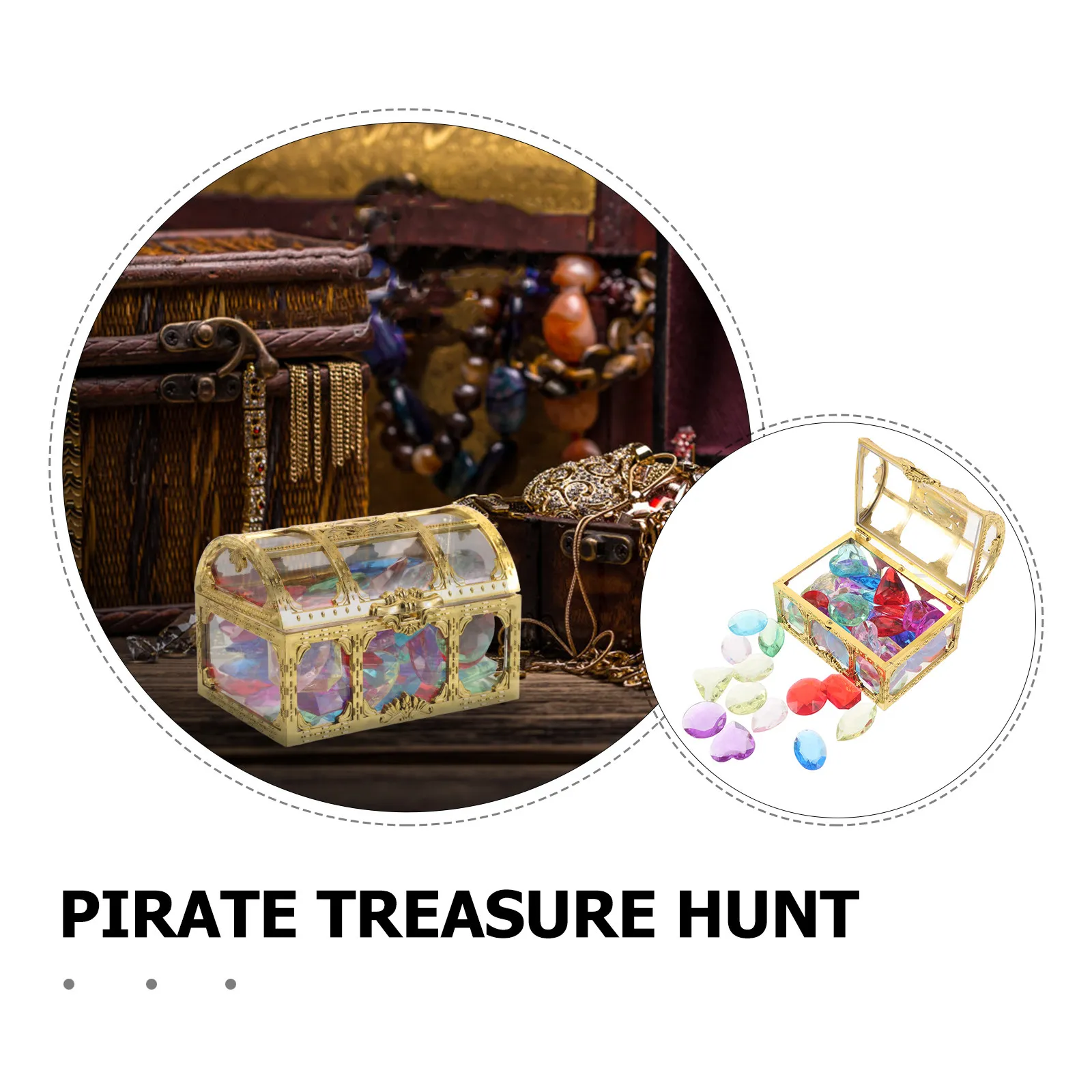 Treasure Chest Gem Dive Set – 64 Colorful Sinking Underwater Gemstones for Pool Games, Birthday Parties & Swim Training
