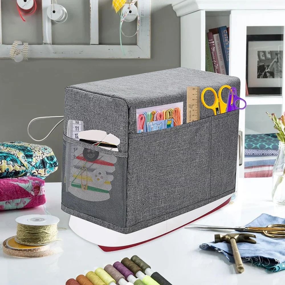 غطاء ماكينة الخياطة العالمي مع جيب تخزين ومقابض جانبية، غطاء غبار واقي لمعظم ماكينات الخياطة القياسية