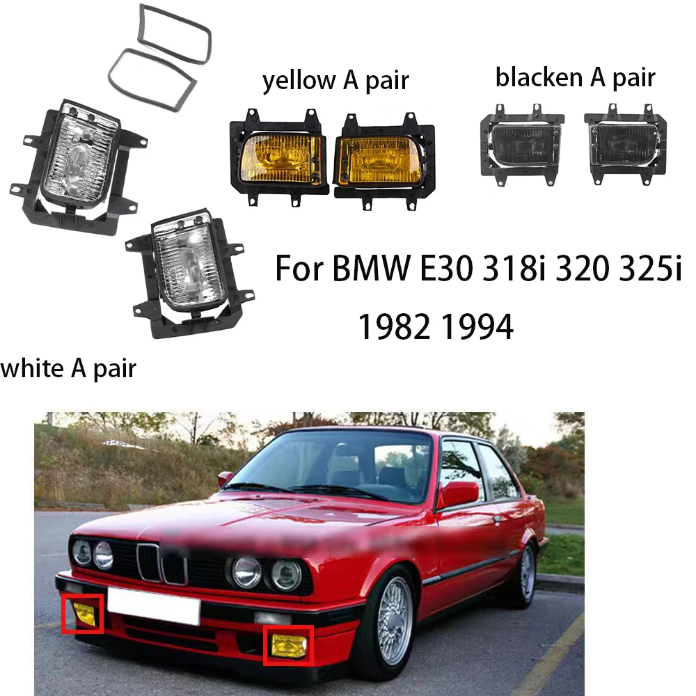 Car Front Bumper Fog Lights For BMW E30 318i 320 325i 1982 1994 Lamp Assembly Driving Lamp  Replacement