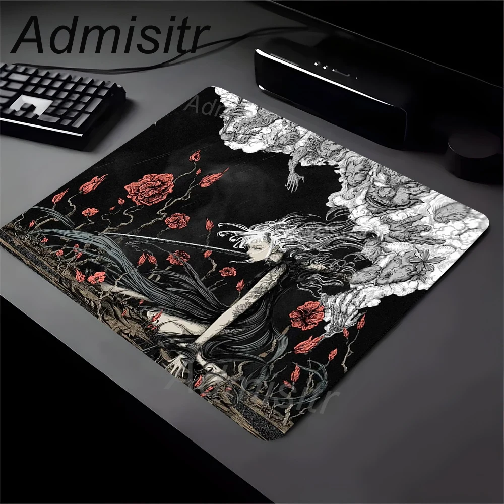 Anime Small Retro European Style Gothic Mouse Pad Black and White Computer PC Accessories Keyboard Non-Slip Office Desk Mat