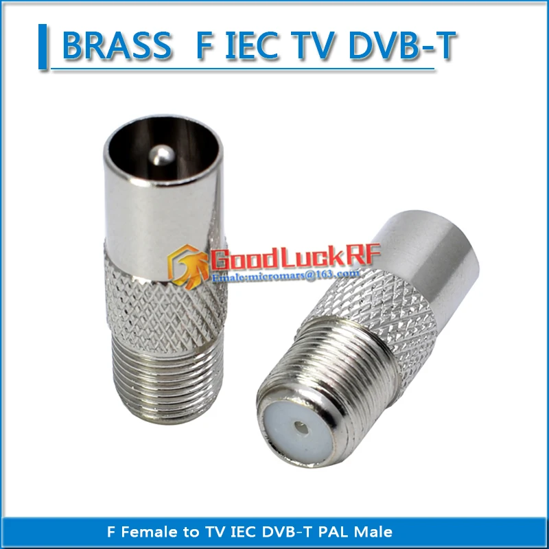 F Female to IEC Male Plug Nickel Plated Brass DVB-T TV PAL Connector Socket Coaxial RF Adapters