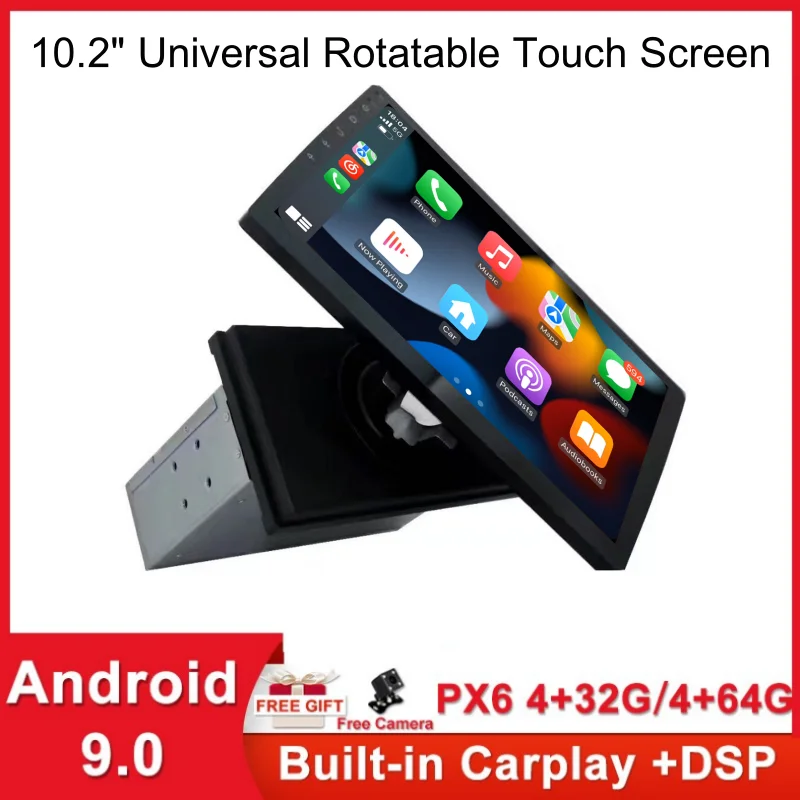 

10.2" Touch Rotatable Screen Android Universal Car Multimedia Player 4G WIFI Carplay 1 Din AutoRadio GPS Navigation DSP Headunit