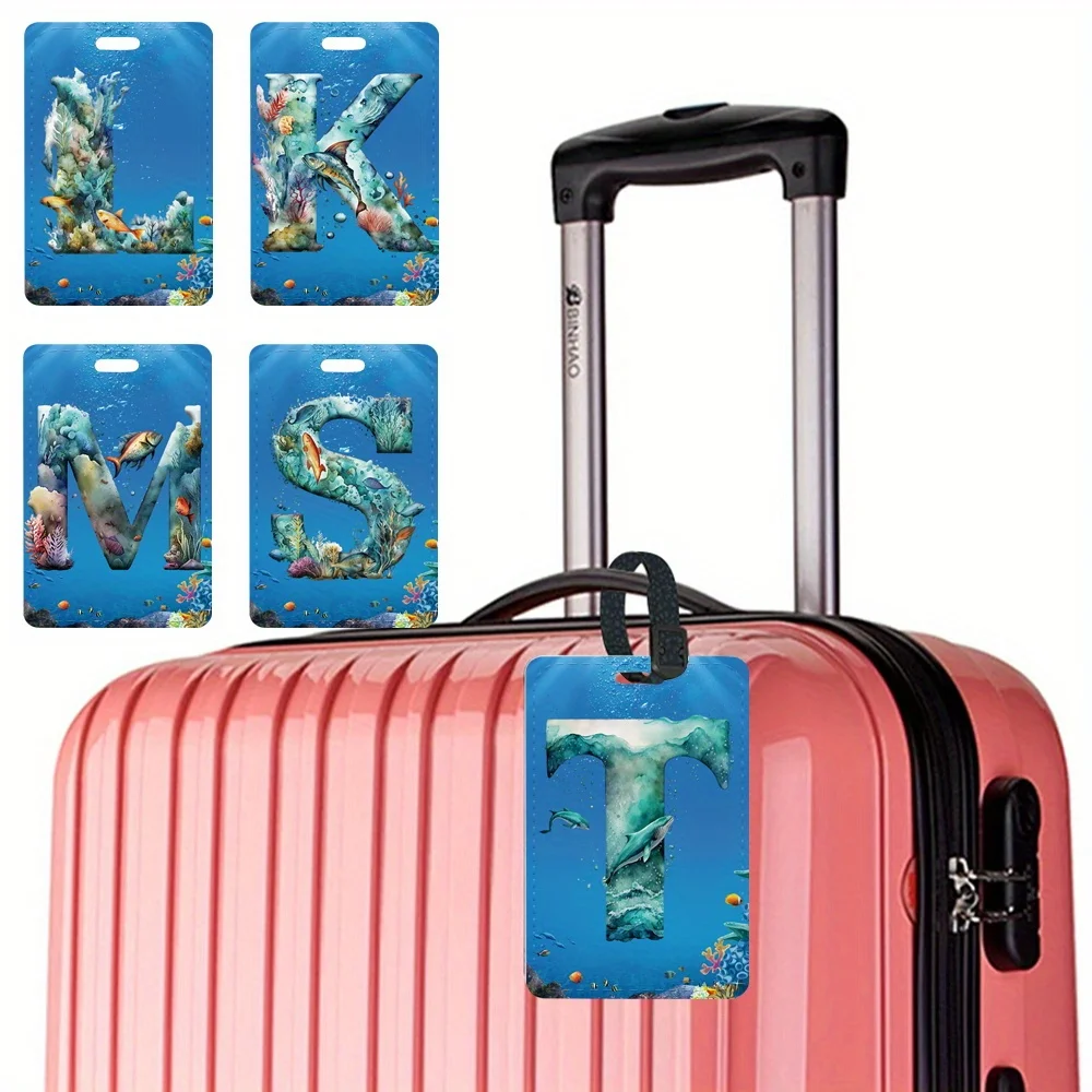 

Чехол для багажной бирки из искусственной кожи, прочный чемодан для деловых поездок, зажим для удостоверения личности, аксессуары для путешествий на открытом воздухе, узор с рыбьим буквами