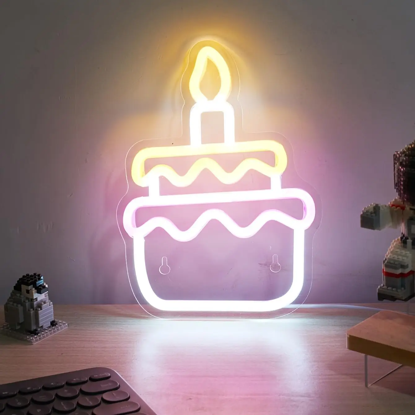 

Cake Neon Sign Dimmable Neon Lights for Bedroom Home Kitchen Birthday Party Decor Aesthetics Draw Gifts for Children