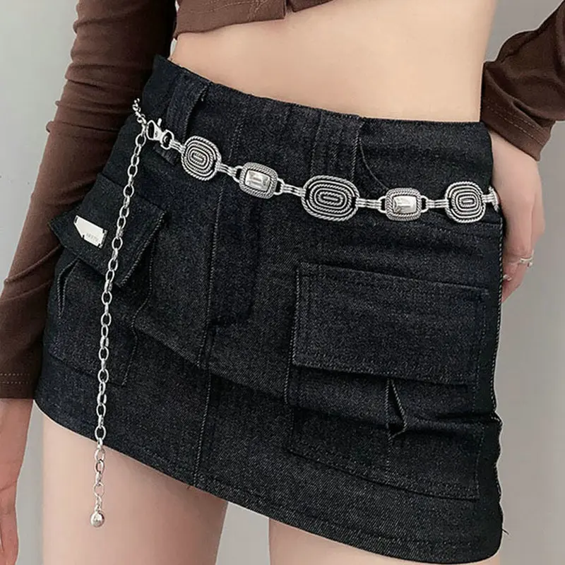 Retro Versatile Ethnic Style Metal Bohemian Waist Chain Belt For Women Fashion Sweater Chain Waist Seal Body Decor Accessories