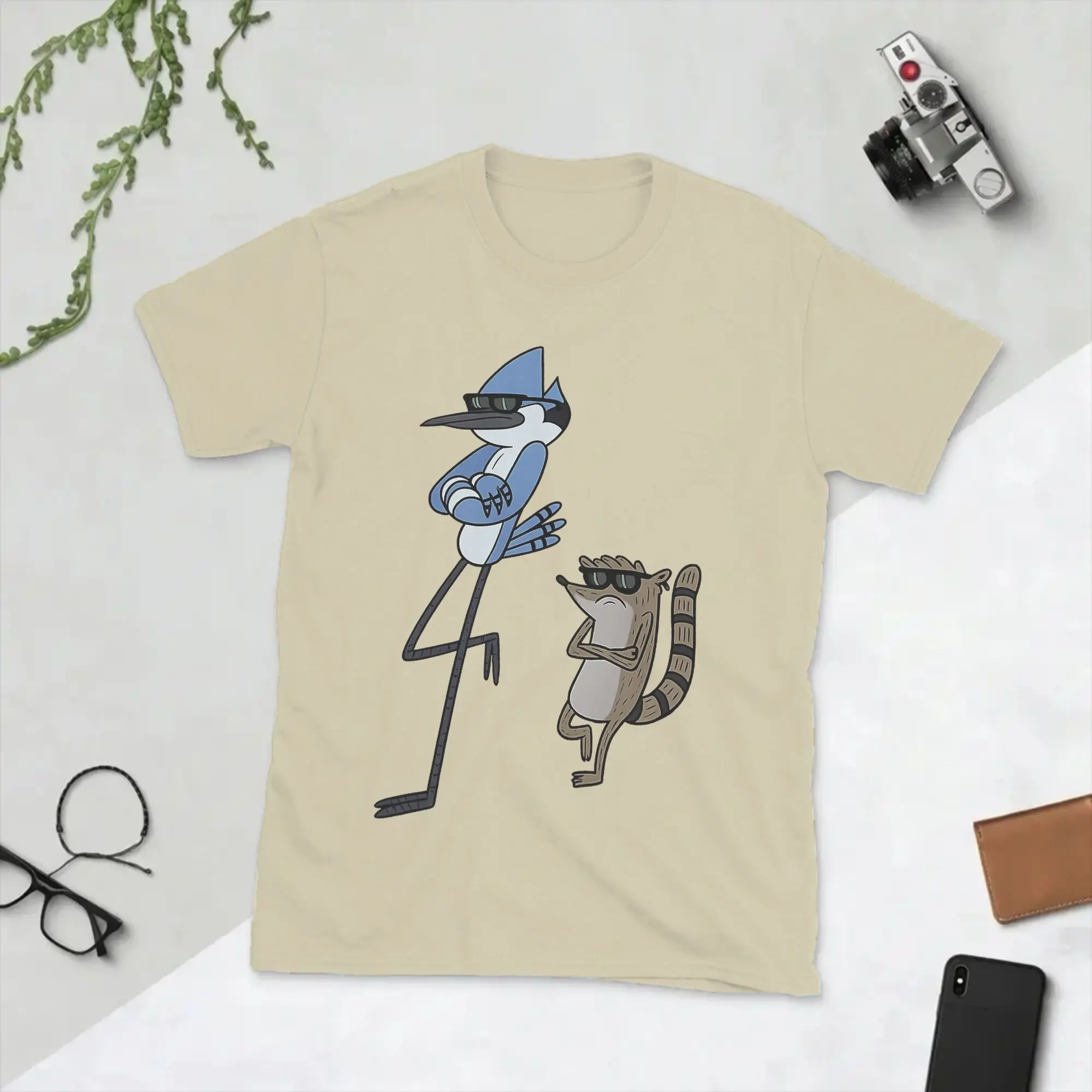 Cartoon Regulars Show Mordecai and Rigby T-Shirts Men Round Neck Cotton T Shirt  Short Sleeve Tee Shirt Printing Clothing