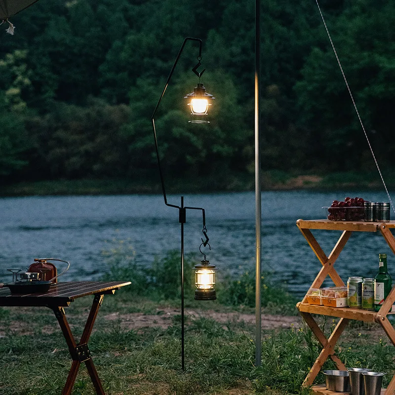 Outdoor Wrought Iron Hanging Lamp Rack, Camping, Picnicking, Fishing,A Storage Rack For Inserting Lamp Posts On The Ground,L216