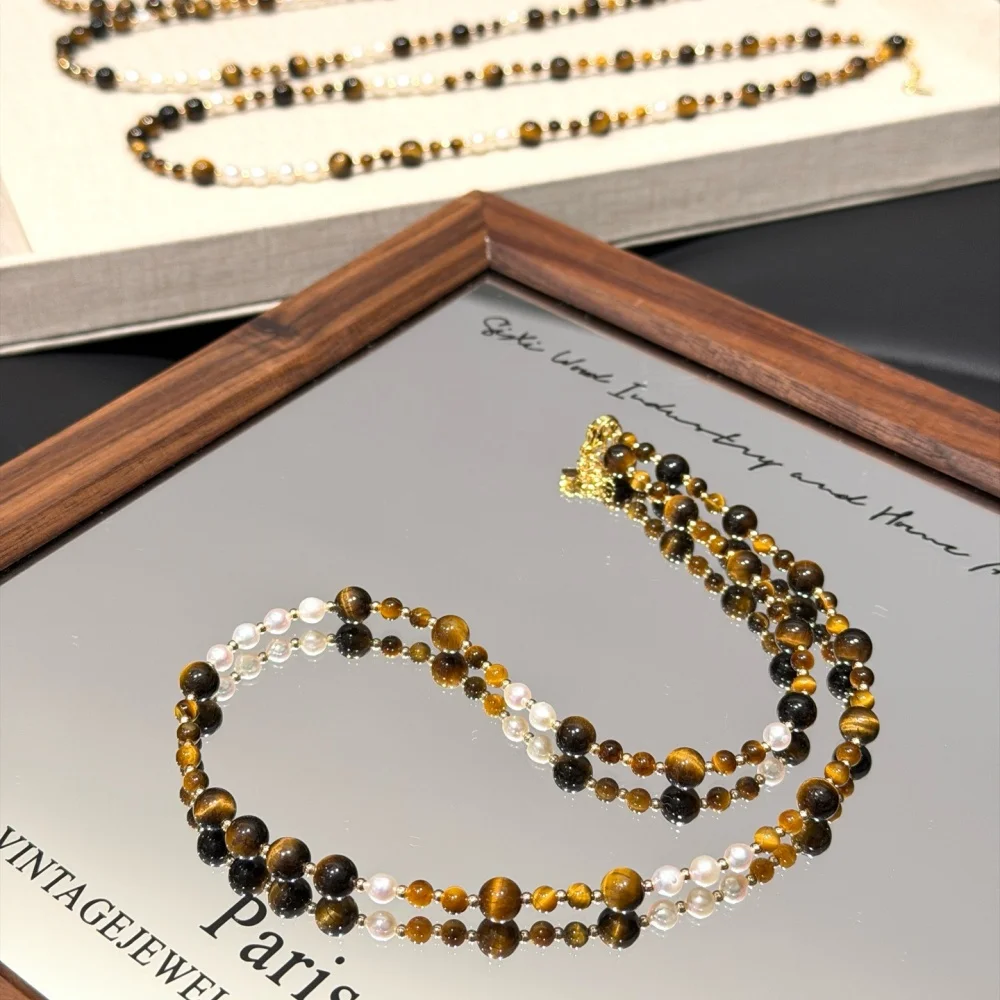 Natural Tiger Eye Stone Diversity Necklace String Charms Handmade Fortune Energy Mineral Woman Amulet Jewelry Gift 1PCS