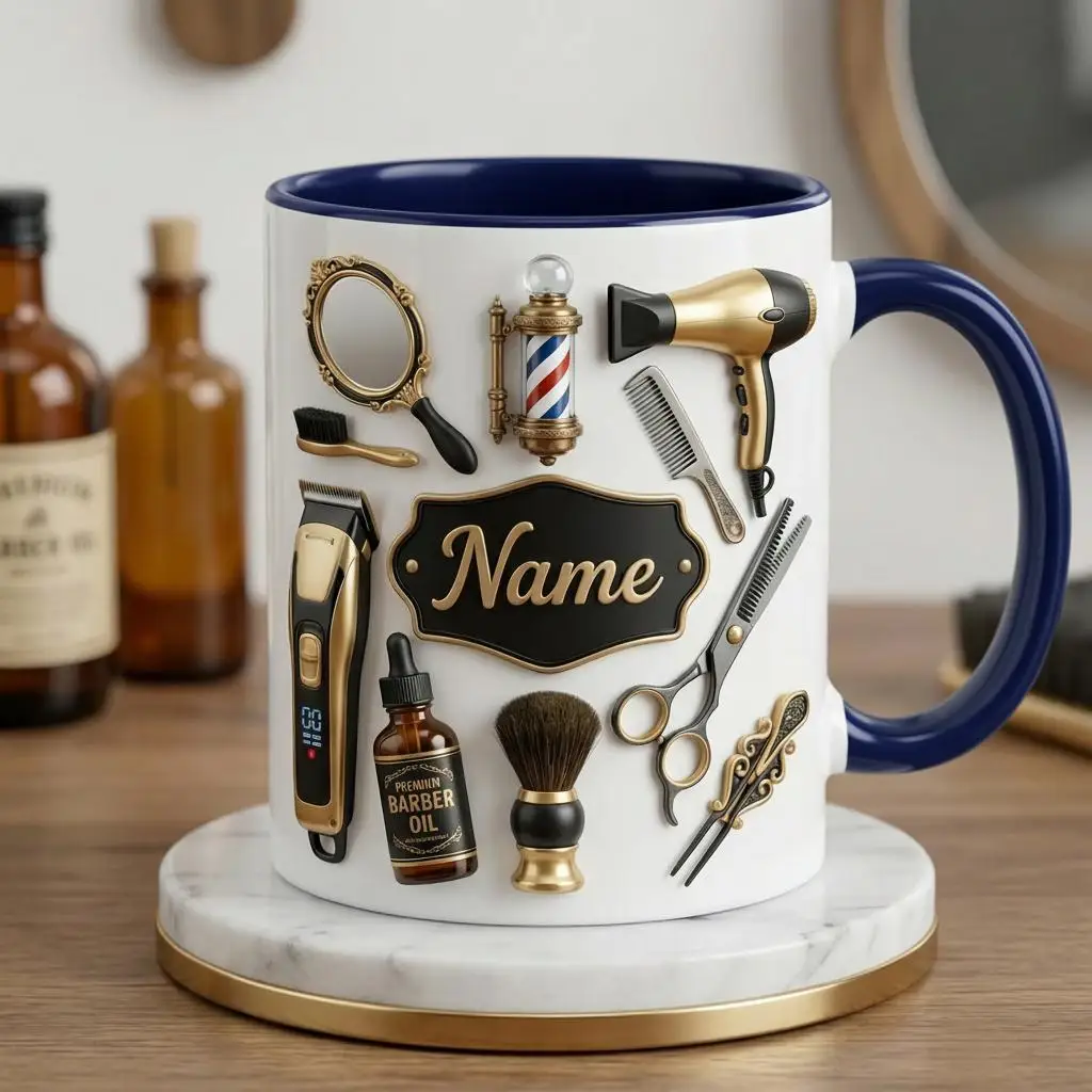 Personalized Hairstylist Coffee Cup 3D, Beauty Salon 3D Effect Ceramic Cup Coffee Cup Mugs Coffee Cups