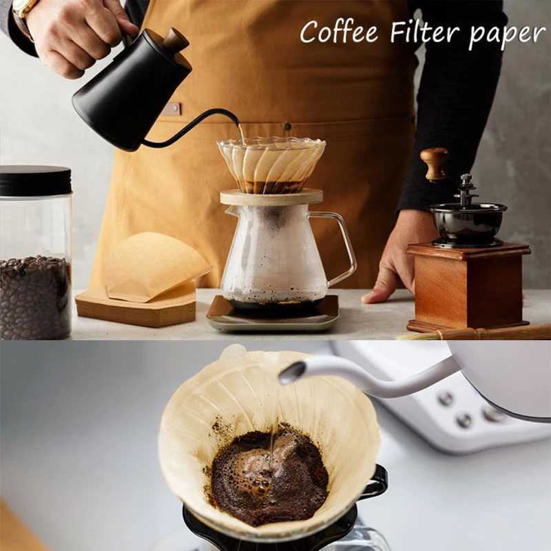 

V-shaped Sector Natural Raw Wood Pulp Paper Portable Coffee Filter Paper For Pour-over Coffee American Coffee Pot 60 Filter