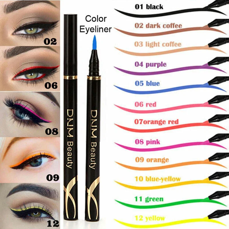 Colorful 24HR Gel Liquid Eyeliner Pencil Pen High Pigment Long‑Wearing Smudge Proof Waterproof Eye Makeup Cosmetics