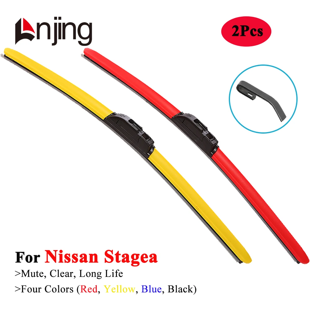 

LNJING Colorful Car Windshield Wiper Blades For Nissan Stagea W34 M35 Station Wagon 1996 1998 2001 2002 2003 2004 2005 2006 2007