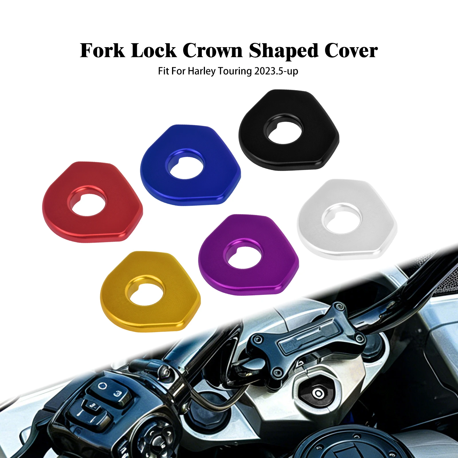

Motorcycle Fork Lock Cover Aluminum Ignition Switch Cover For Harley Touring Road King Road Glide Stree Electra Glide 2023.5-Up