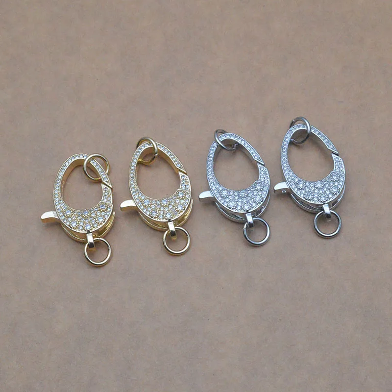 

5pcs/lot Unique Big Size Full AAA Zircon Lobster Clasp Copper Connectors Necklace Accessories DIY Jewelry Supplies