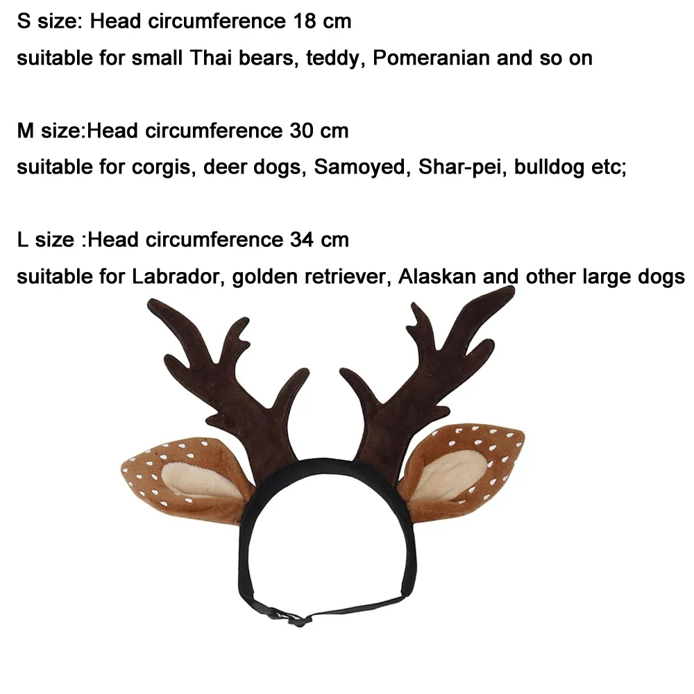 Pet Deer Costume Hat Merry Christmas Dog Antlers Headbands Elastic Band Adjustable Reindeer Cap Hair Headwear Accessories