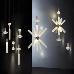 Postmodern LED Chandeliers Clear Glass Hotel Hall Coffee Shop Special Light Fixtures Restaurant Bedroom Lamp Cord Suspension