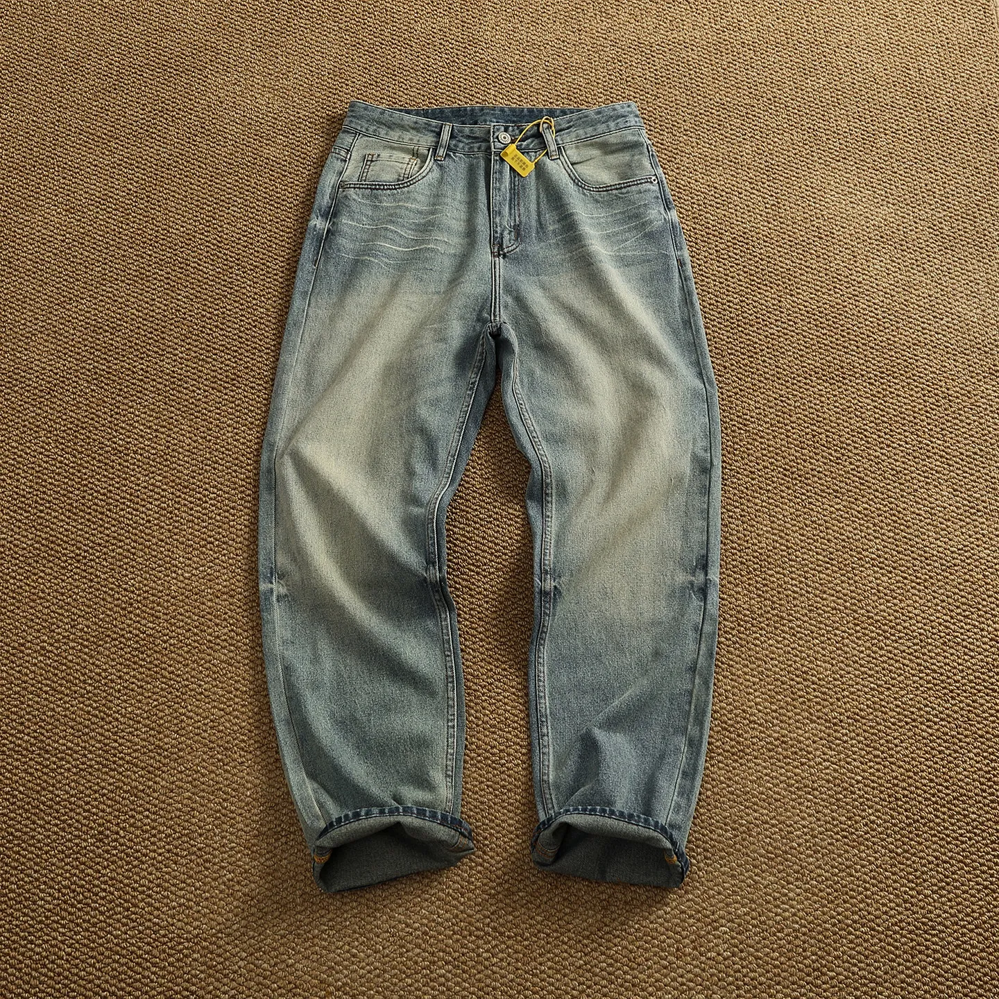 

New Tapered Jeans Men's Loose Straight Washed Light Color Casual Pants