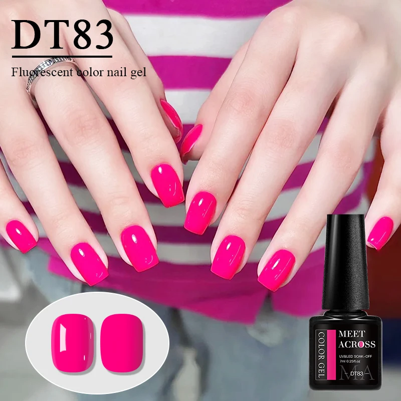 7ml Neon Fluorescence Gel Nail Polish Summer Candy Semi Permanent Soak Off UV LED Gel Varnish Nail Art Decorations Nail Supplies