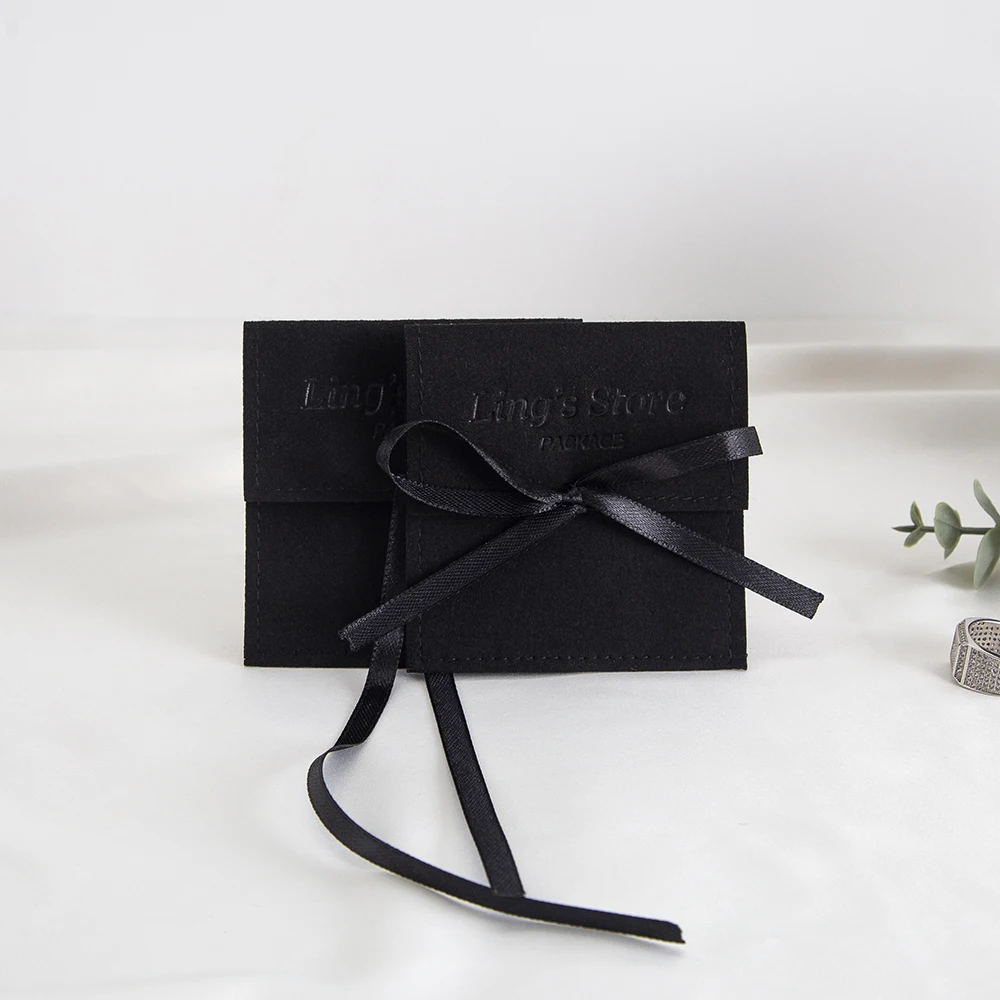 50Pcs Custom Logo Jewelry Packaging Supplies Personalized Microfiber Bag Necklace Bracelet Necklace Pendant Watch Keychain Pouch