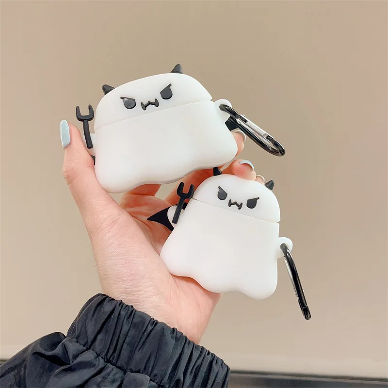 

Cute Demon Ghost Case for AirPods 4 Airpod 1 2 3 Pro Pro2 Bluetooth Earbuds Charging Box Protective Earphone Case Cover