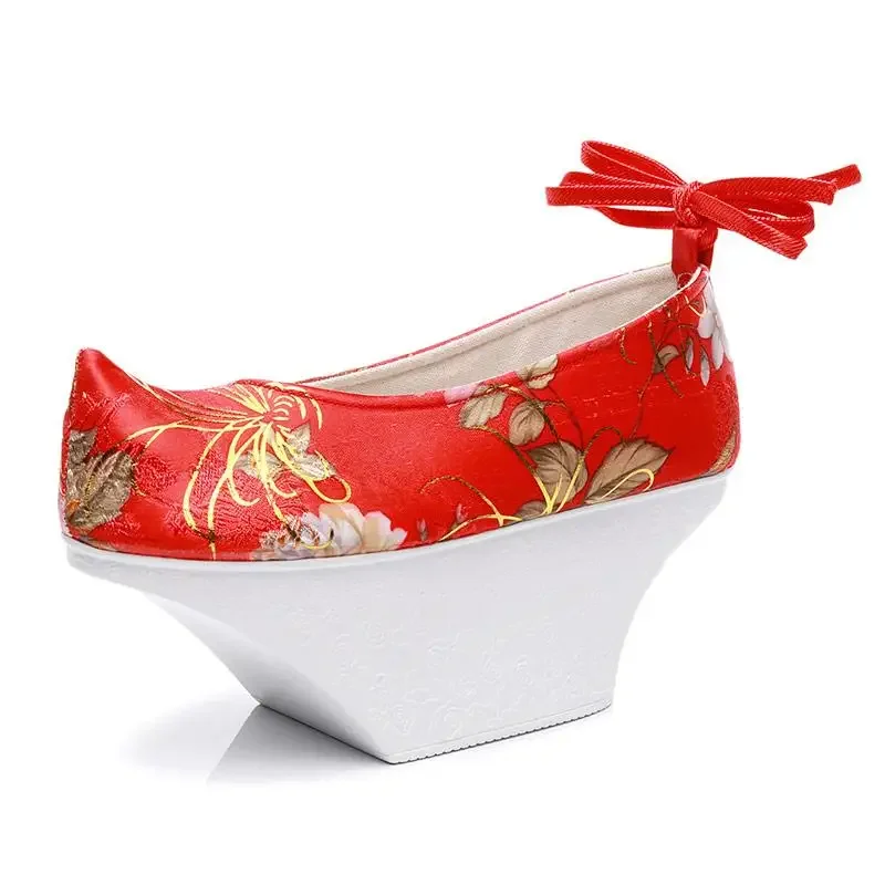 Zapatos con suela de maceta, zapatos de ópera del palacio Imperial de la antigua dinastía Qing, zapatos con bandera Qing, accesorios de disfraz antiguos de Zhen Huan