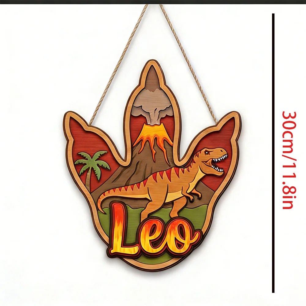 Personalized 3D T-Rex Dinosaur Name Wooden Hanging Plaque Boys Room Door Decor Birthday Keepsake for Dino Loving Kids view 6