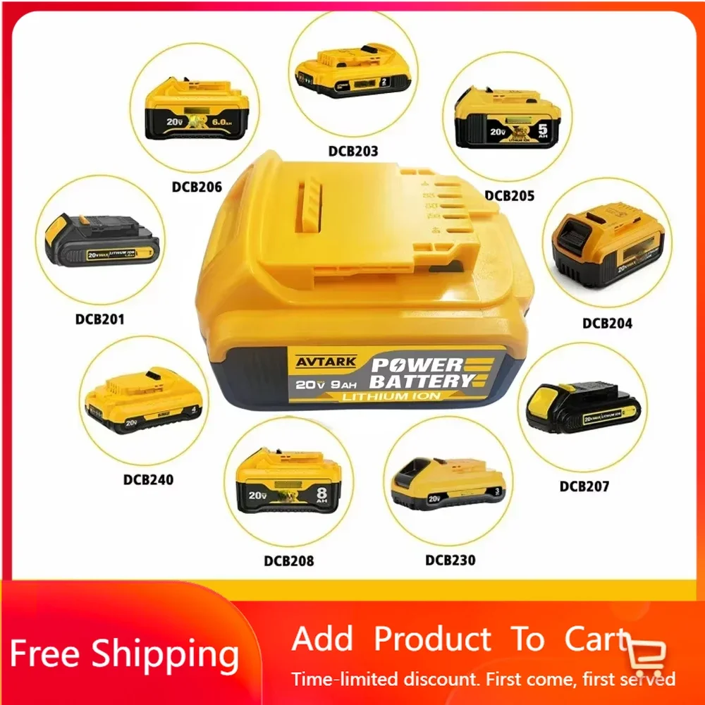 

Genuine 9.0Ah 20V Li-ion Battery Compatible For DeWalt MAX DCB200/DCB205/DCB201/DCB203|High Performance | Extended Runtime