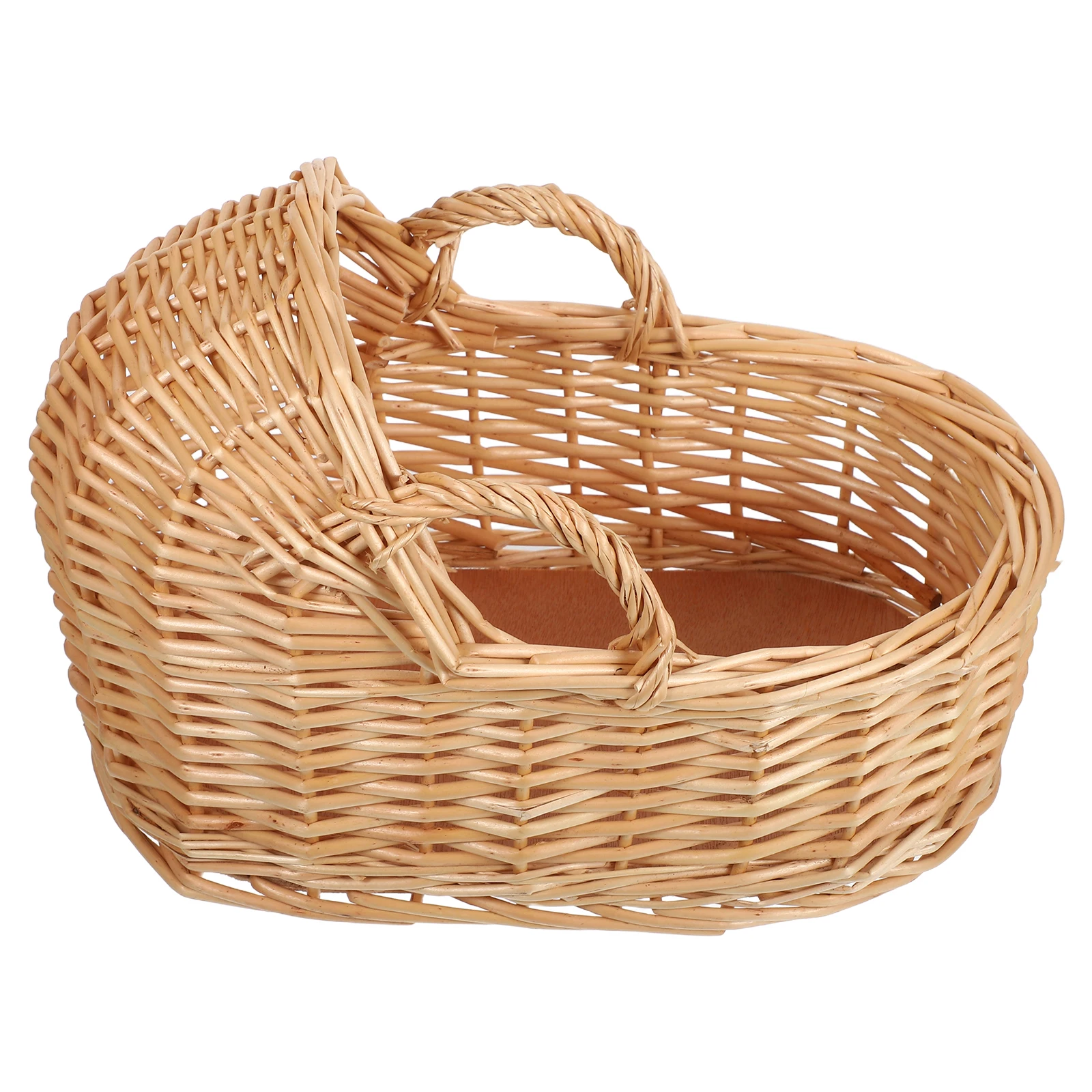 

Decor Flower Basket Cute Rattan Wicker Egg Gathering Decorative Baskets Food Serving Tray Candy Storage Khaki with Handle
